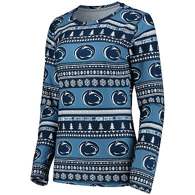 Women's Concepts Sport Navy Penn State Nittany Lions Holiday Long Sleeve Top & Pants Sleep Set
