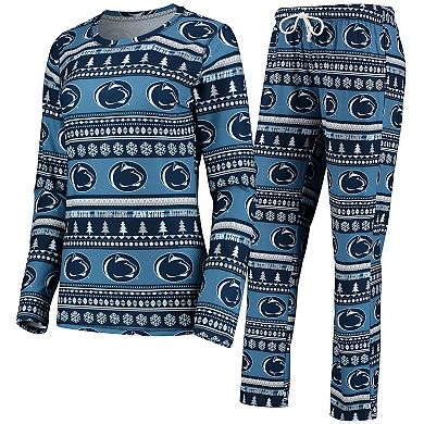 Women's Concepts Sport Navy Penn State Nittany Lions Holiday Long Sleeve Top & Pants Sleep Set