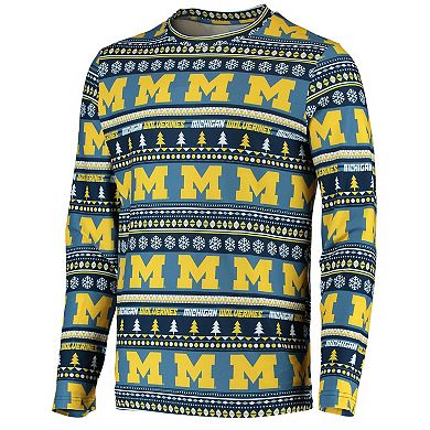 Men's Concepts Sport Navy Michigan Wolverines Ugly Sweater Knit Long Sleeve Top and Pant Set