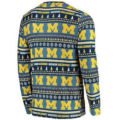 Men's Concepts Sport Navy Michigan Wolverines Ugly Sweater Knit Long Sleeve Top and Pant Set