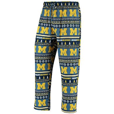 Men's Concepts Sport Navy Michigan Wolverines Ugly Sweater Knit Long Sleeve Top and Pant Set