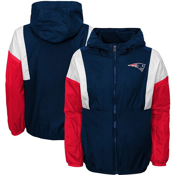 New England Patriots Big & Tall Mesh Yoke Quarter-Zip Jacket - Navy/Red