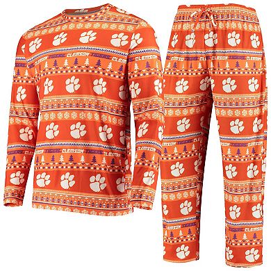 Men's Concepts Sport Orange Clemson Tigers Ugly Sweater Knit Long Sleeve Top and Pant Set