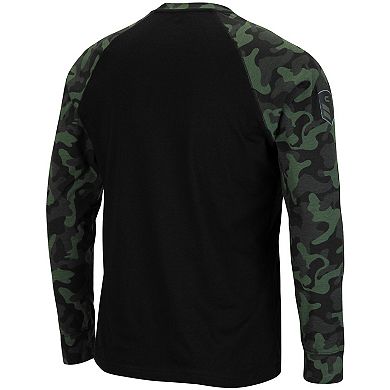 Men's Colosseum Black Iowa Hawkeyes OHT Military Appreciation Camo Raglan Long Sleeve T-Shirt