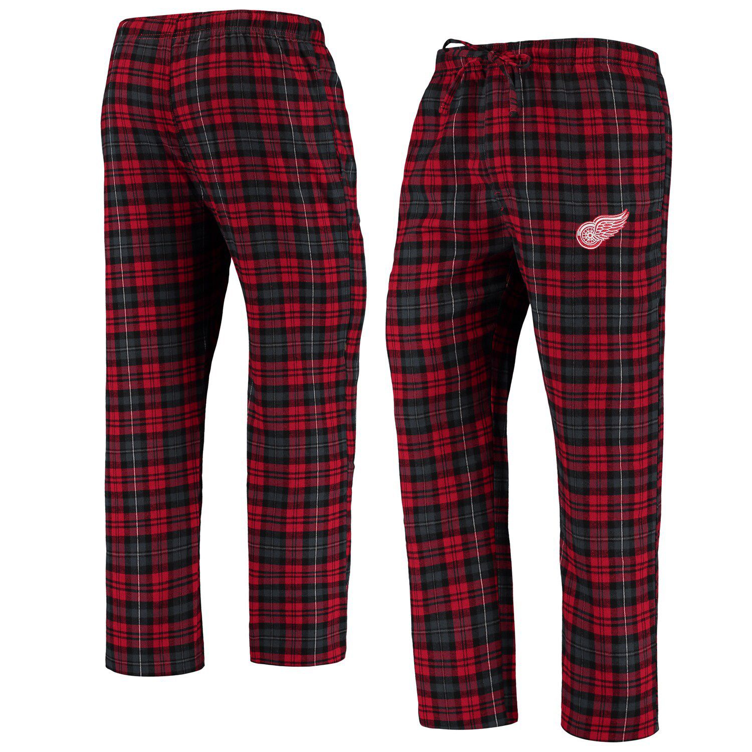 red and black flannel pants