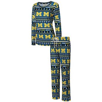 Women's Concepts Sport Navy Michigan Wolverines Holiday Long Sleeve T-Shirt & Pants Sleep Set