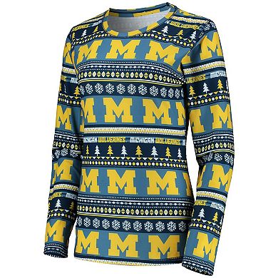 Women's Concepts Sport Navy Michigan Wolverines Holiday Long Sleeve T-Shirt & Pants Sleep Set