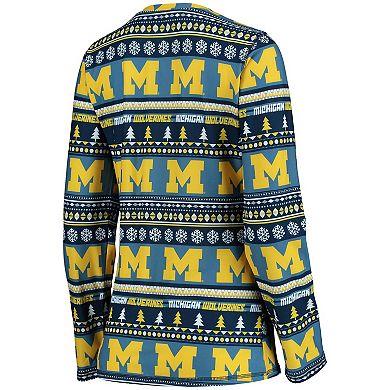 Women's Concepts Sport Navy Michigan Wolverines Holiday Long Sleeve T-Shirt & Pants Sleep Set