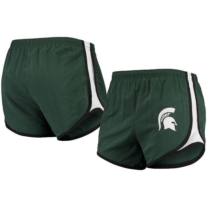 Womens Green/White Michigan State Spartans Elite Shorts, Size: Large