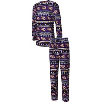 Men's Concepts Sport Purple LSU Tigers Ugly Sweater Knit Long Sleeve Top and Pant Set