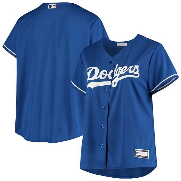 Women's Los Angeles Dodgers Royal Oversized Spirit Jersey V-Neck T-Shirt