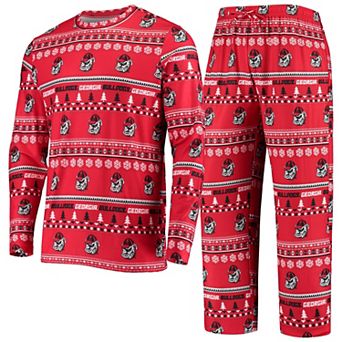 Men's Concepts Sport Red Georgia Bulldogs Ugly Sweater Knit Long Sleeve Top and Pant Set