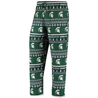 Men's Concepts Sport Green Michigan State Spartans Ugly Sweater Knit Long Sleeve Top and Pant Set