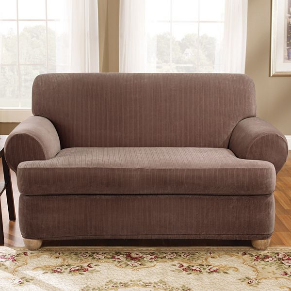 Sure Fit PinStriped TCushion Loveseat Slipcover