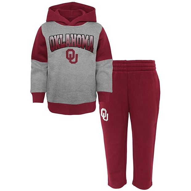 Infant Gray Crimson Oklahoma Sooners Sideline Hoodie Pants Set