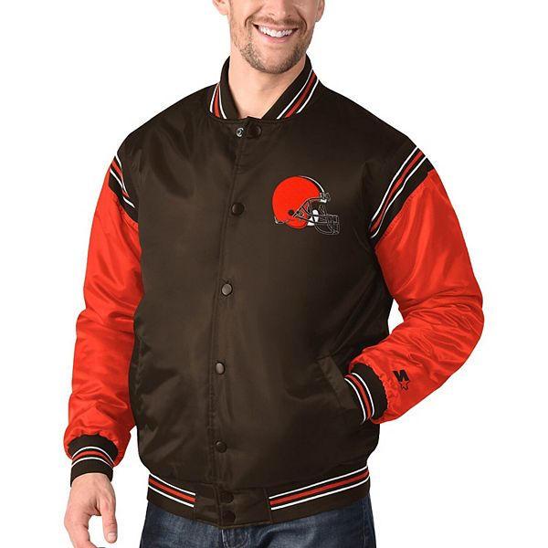 Cleveland Browns Locker Room Throwback Brown/Orange Varsity Satin Jacket