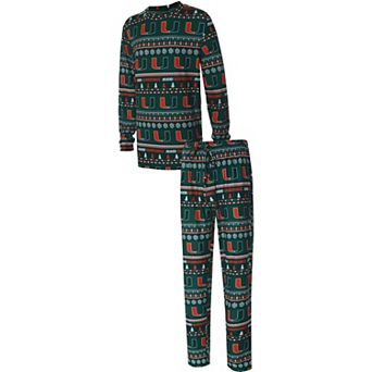 Men's Concepts Sport Green Miami Hurricanes Ugly Sweater Knit Long Sleeve Top and Pant Set