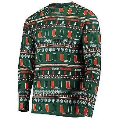 Men's Concepts Sport Green Miami Hurricanes Ugly Sweater Knit Long Sleeve Top and Pant Set