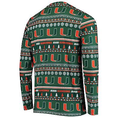 Men's Concepts Sport Green Miami Hurricanes Ugly Sweater Knit Long Sleeve Top and Pant Set