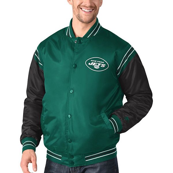 Starter Black New York Jets Locker Room Satin Varsity Full-Snap Jacket