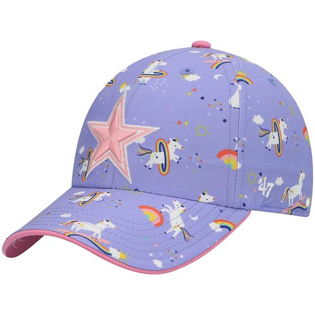 Girls Youth '47 Purple Dallas Cowboys Unicorn Cleanup Adjustable Hat
