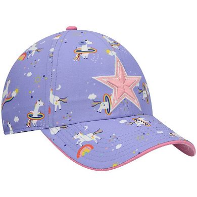 Girls Preschool '47 Purple Dallas Cowboys Unicorn Clean Up Adjustable Hat