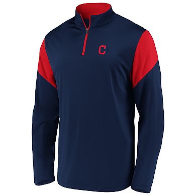 Men's Fanatics Branded Navy Cleveland Indians Primary Logo Quarter-Zip Jacket