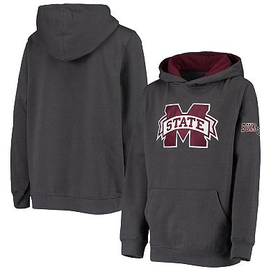 Youth Charcoal Mississippi State Bulldogs Big Logo Pullover Hoodie