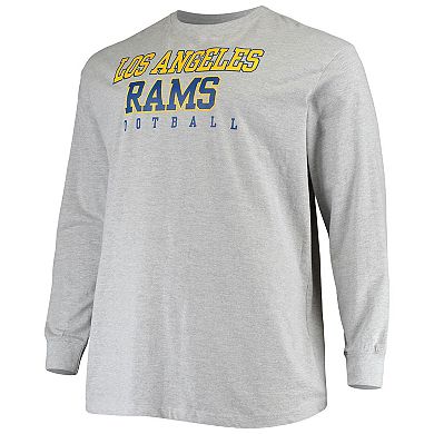 Men's Fanatics Branded Heathered Gray Los Angeles Rams Big & Tall Practice Long Sleeve T-Shirt