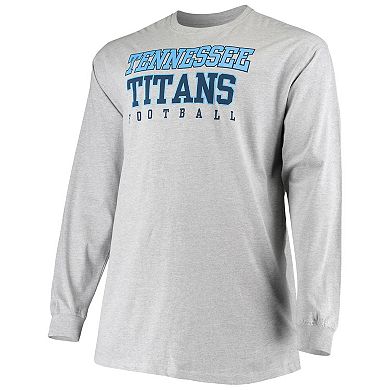 Men's Fanatics Branded Heathered Gray Tennessee Titans Big & Tall Practice Long Sleeve T-Shirt