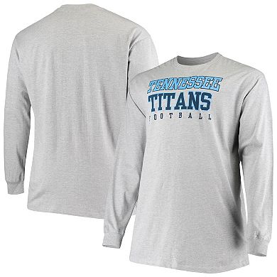 Men's Fanatics Branded Heathered Gray Tennessee Titans Big & Tall Practice Long Sleeve T-Shirt