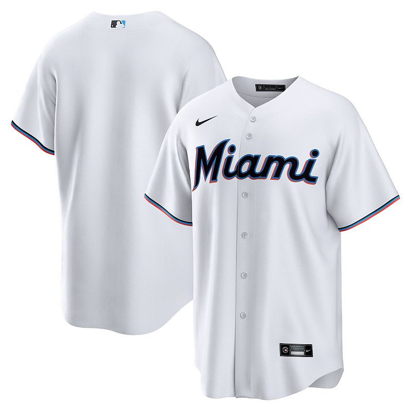 Men's Nike White Miami Marlins Home Replica Team Jersey,