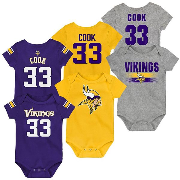 Infant Purple/Gold/Heathered Gray Minnesota Vikings 3-Pack Game On Bodysuit  Set