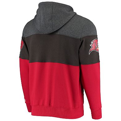 Men's Starter Heathered Pewter/Red Tampa Bay Buccaneers Extreme Fireballer Pullover Hoodie