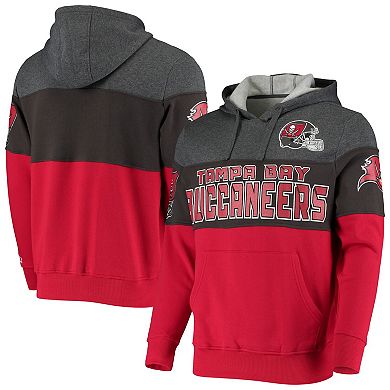 Men's Starter Heathered Pewter/Red Tampa Bay Buccaneers Extreme Fireballer Pullover Hoodie