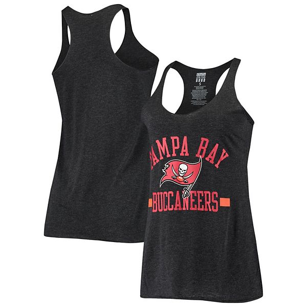 Women's Junk Food Heathered Black Tampa Bay Buccaneers Racerback Tank Top