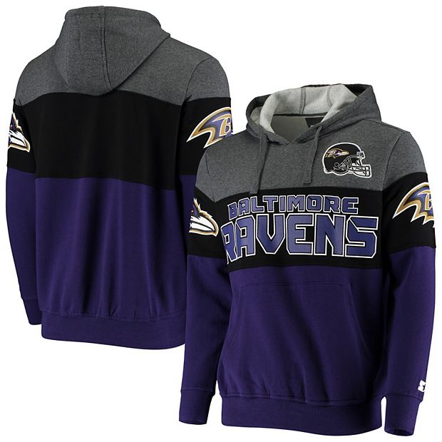 Men's Starter Heathered Gray/Black Baltimore Ravens Extreme Fireballer  Pullover Hoodie