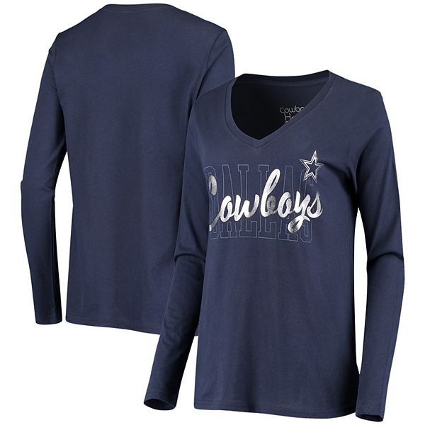 NFL Dallas Cowboys Womens Daphne Long Sleeve T-Shirt, Navy, Medium