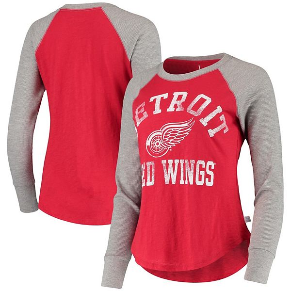 Women's Fanatics Branded Red Detroit Red Wings Take The Shot Long Sleeve Lace-Up V-Neck T-Shirt