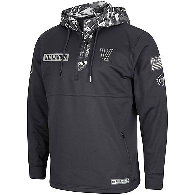 Men's Colosseum Charcoal Villanova Wildcats OHT Military Appreciation Digi Camo Quarter-Zip Hoodie