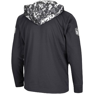 Men's Colosseum Charcoal Villanova Wildcats OHT Military Appreciation Digi Camo Quarter-Zip Hoodie