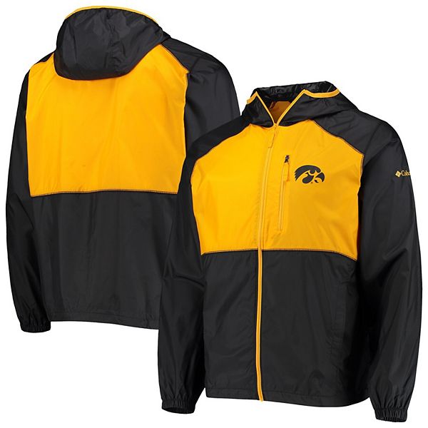 Men's Columbia Black/Gold Iowa Hawkeyes Flash Forward Hoodie Full-Zip  Windbreaker Jacket
