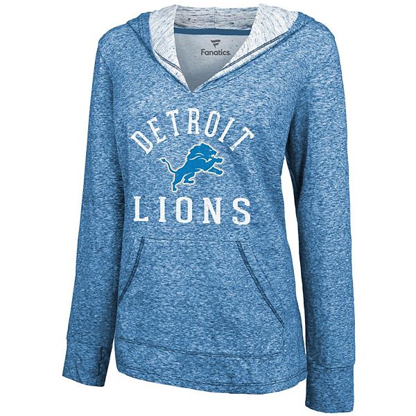 Women's Fanatics Branded Blue Detroit Lions Doubleface Slub Pullover Hoodie