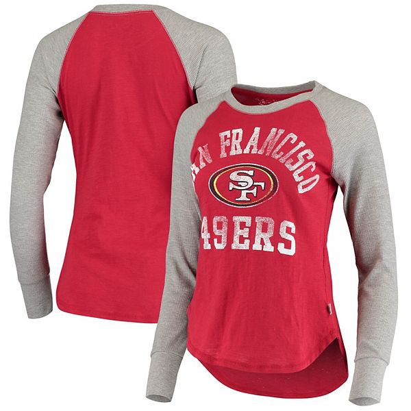 Women's Touch Scarlet San Francisco 49ers Waffle Raglan Long Sleeve T-Shirt