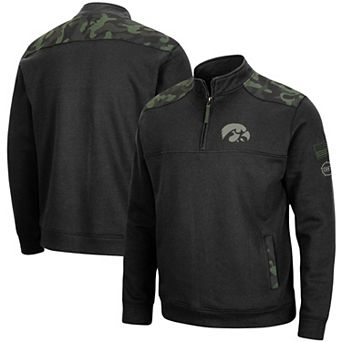 Men's Colosseum Black Iowa Hawkeyes OHT Military Appreciation Commo Fleece Quarter-Zip Jacket