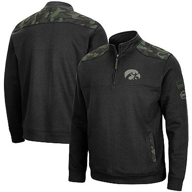 Men's Colosseum Black Iowa Hawkeyes OHT Military Appreciation Commo Fleece Quarter-Zip Jacket