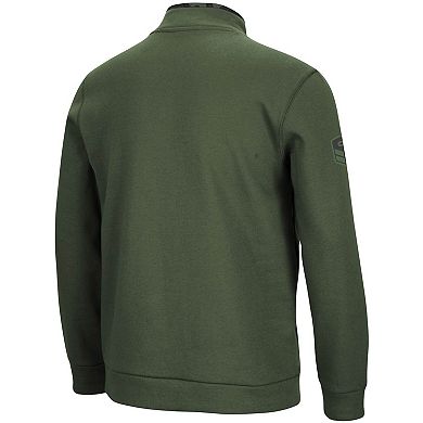 Men's Colosseum Olive Nebraska Huskers OHT Military Appreciation Digit Quarter-Snap Jacket