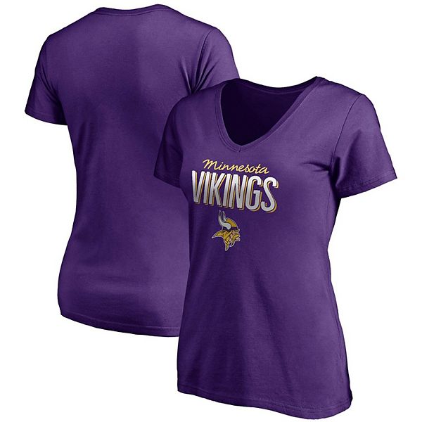 Women's Fanatics Branded Purple Minnesota Vikings Nostalgia V-Neck T-Shirt