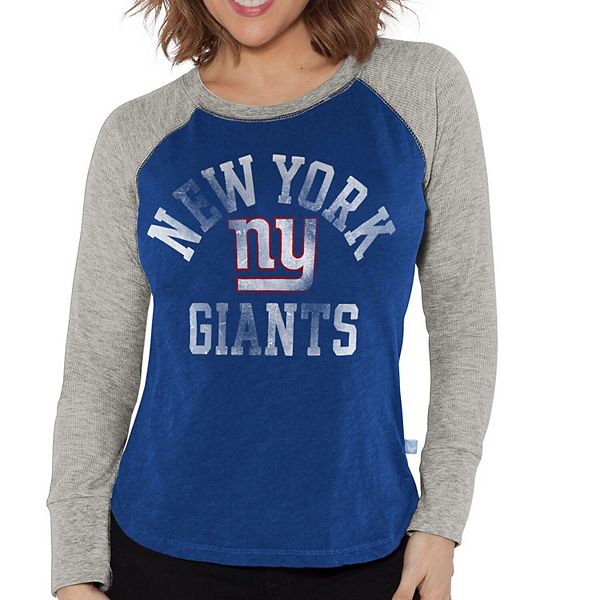 Women's Touch Royal/Gray Chicago Cubs Waffle Raglan Long Sleeve T-Shirt Size: Small