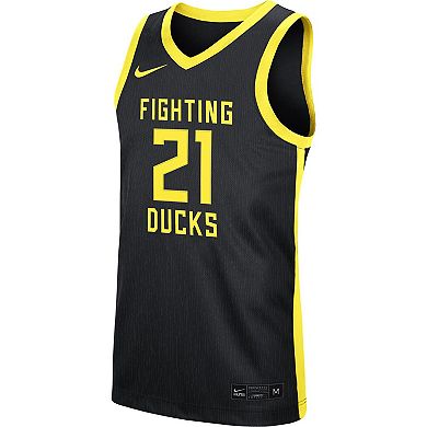 Men's Nike #21 Black Oregon Ducks Replica Basketball Jersey